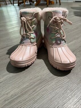 Magellans Kids Pink Faux-Fur Sparkling  Winter Boots Sz 3